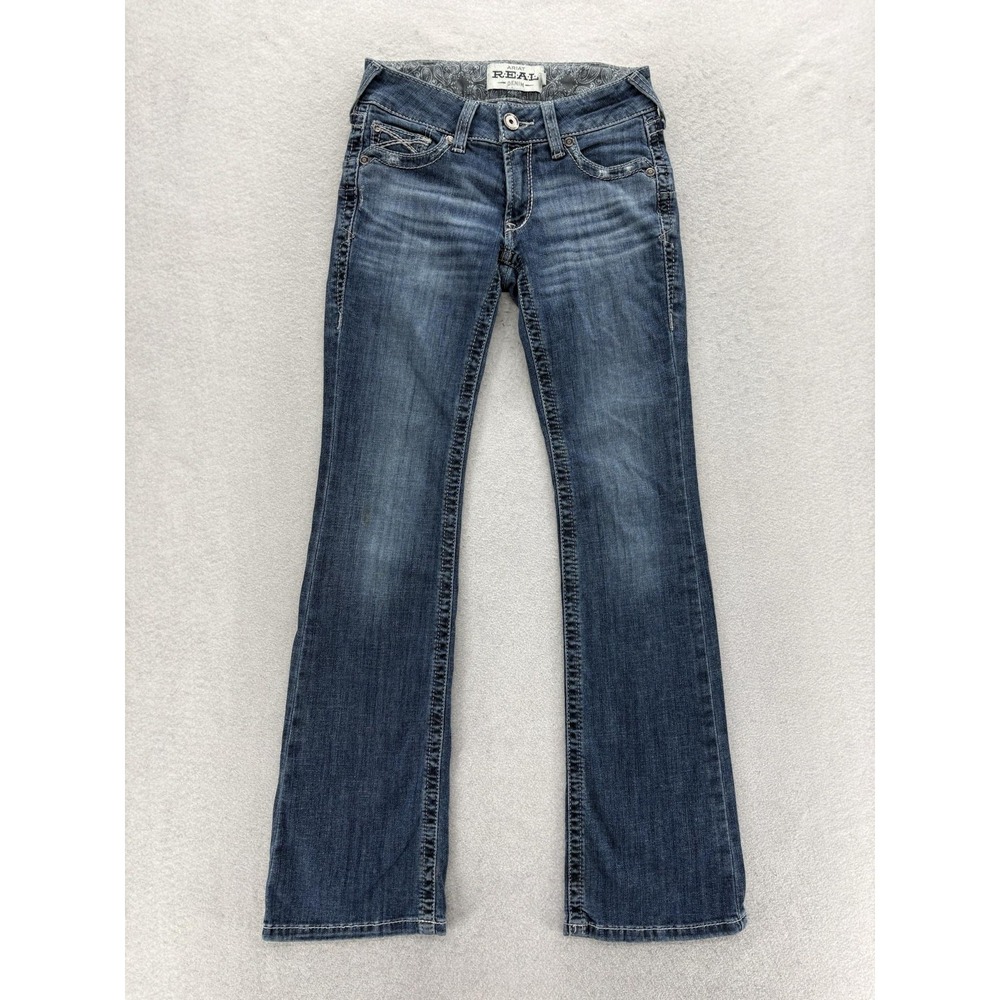 Ariat REAL Denim Raquel Boot Jeans Womens 25R Blue Med Wash Low Rise Stretch
